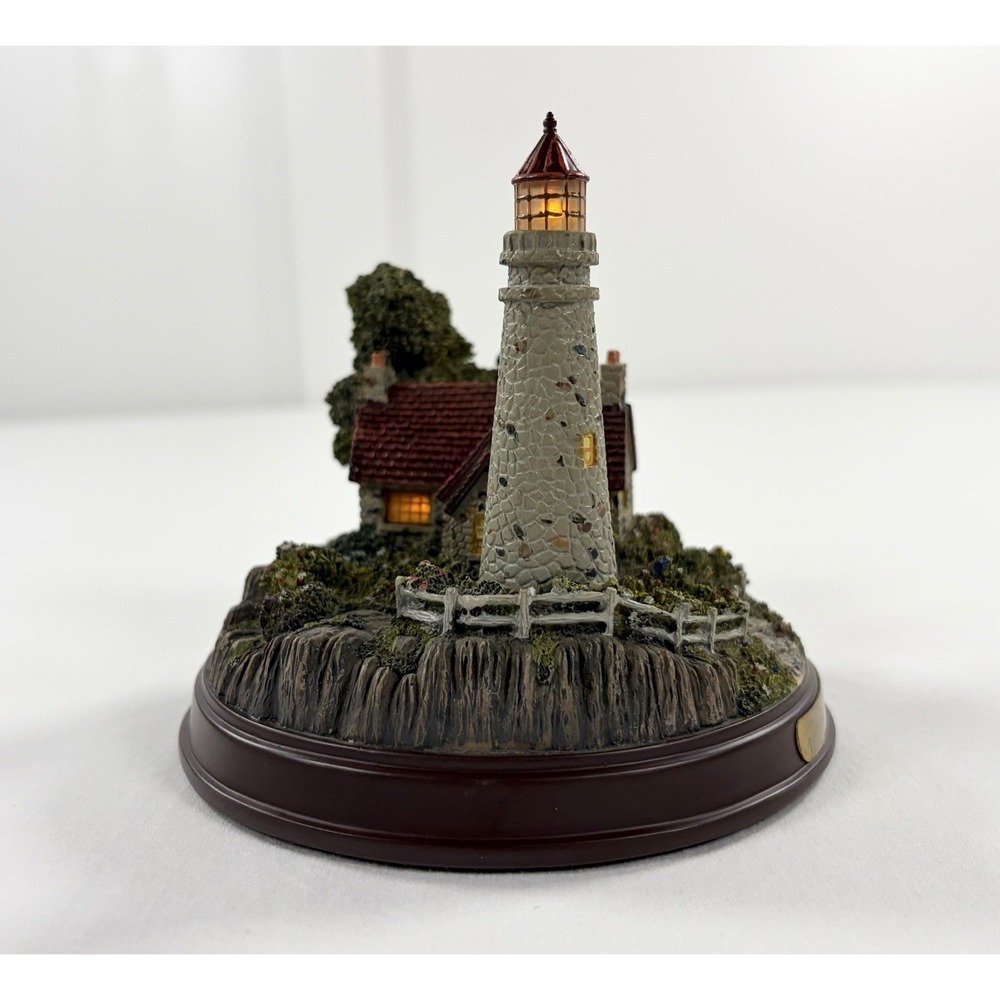 1999 Thomas Kinkade Seaside Memories Lighted Lighthouse The Light Of Peace COA - Picture 5 of 12
